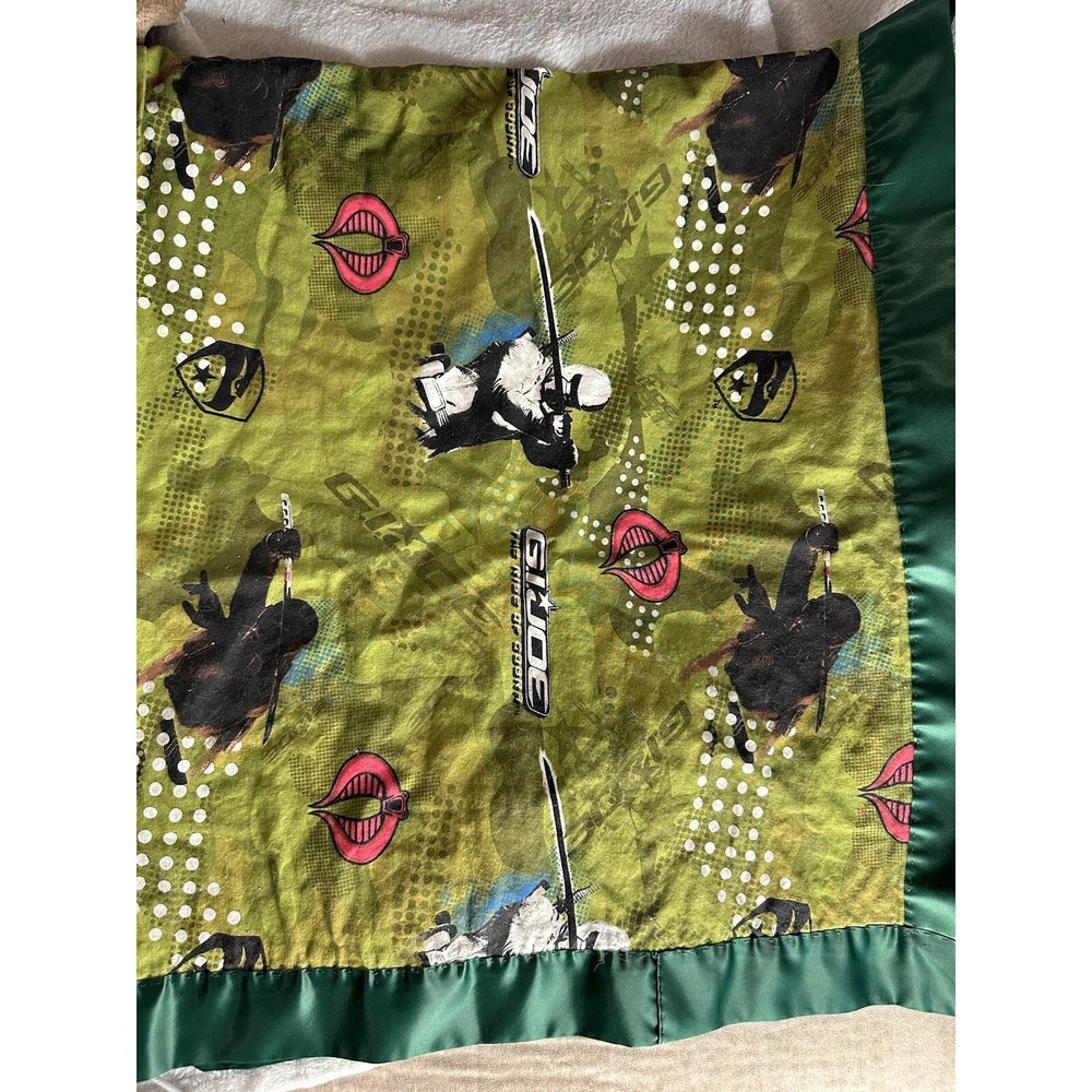 Vintage 80s or 90s 44" x 22"  G.I. Joe Handmade Satin Trimmed Blanket ARAH‎